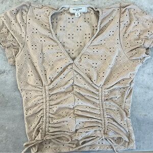 Chic Beige Eyelet Blouse